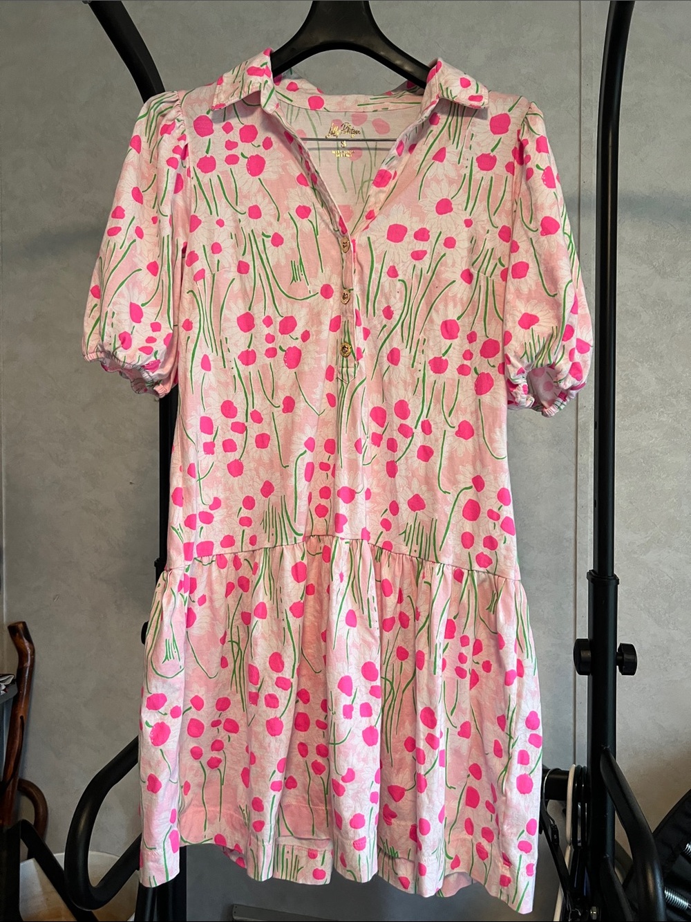 Lilly Pulitzer Pink Floral Button-Front Women's Dress